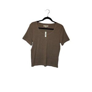 Madewell‎ Rivet & Thread Ribbed U Neck Tee Size LG *Flaw*